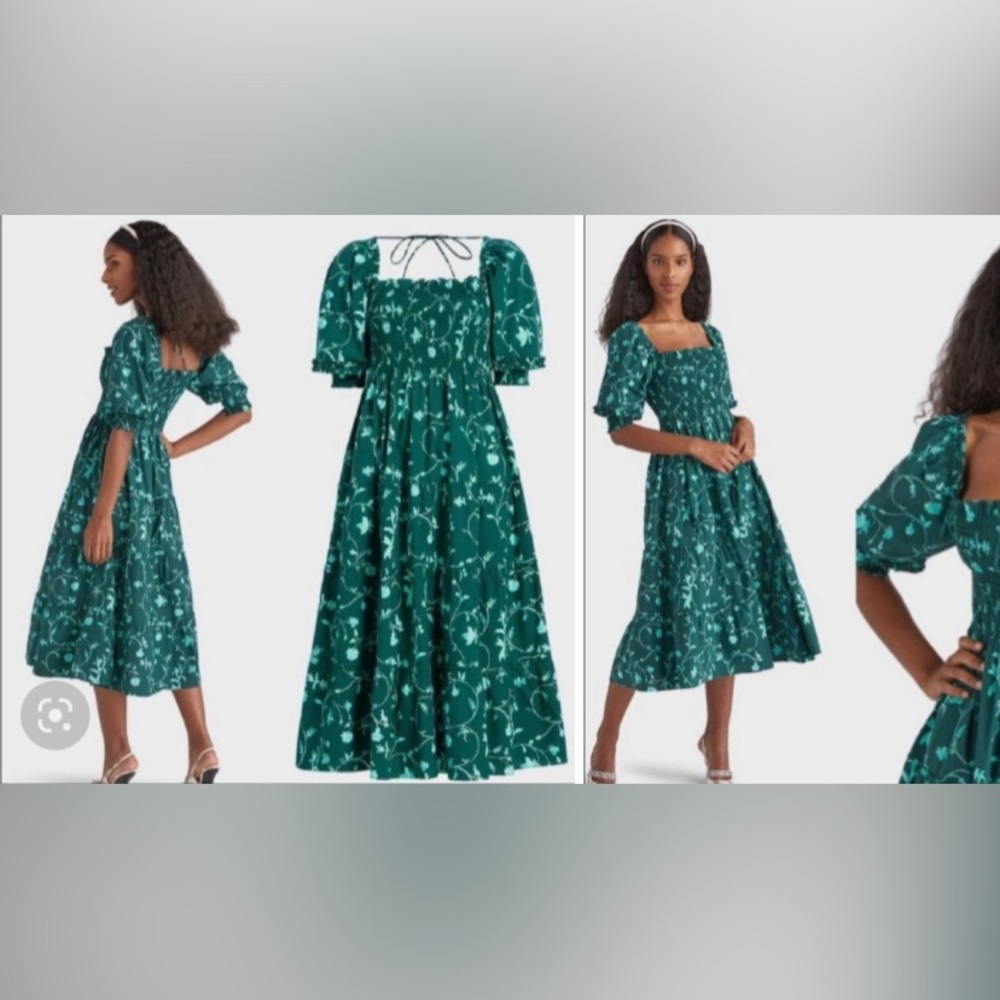 The Nesli Nap Dress - Emerald Botanical Poplin - Emerald Botanical Poplin / XS
